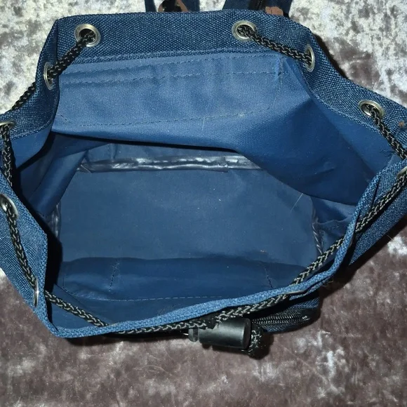 Y2K Vintage Blue/Green Canvas Mini Backpack with Suede - Picture 4 of 6